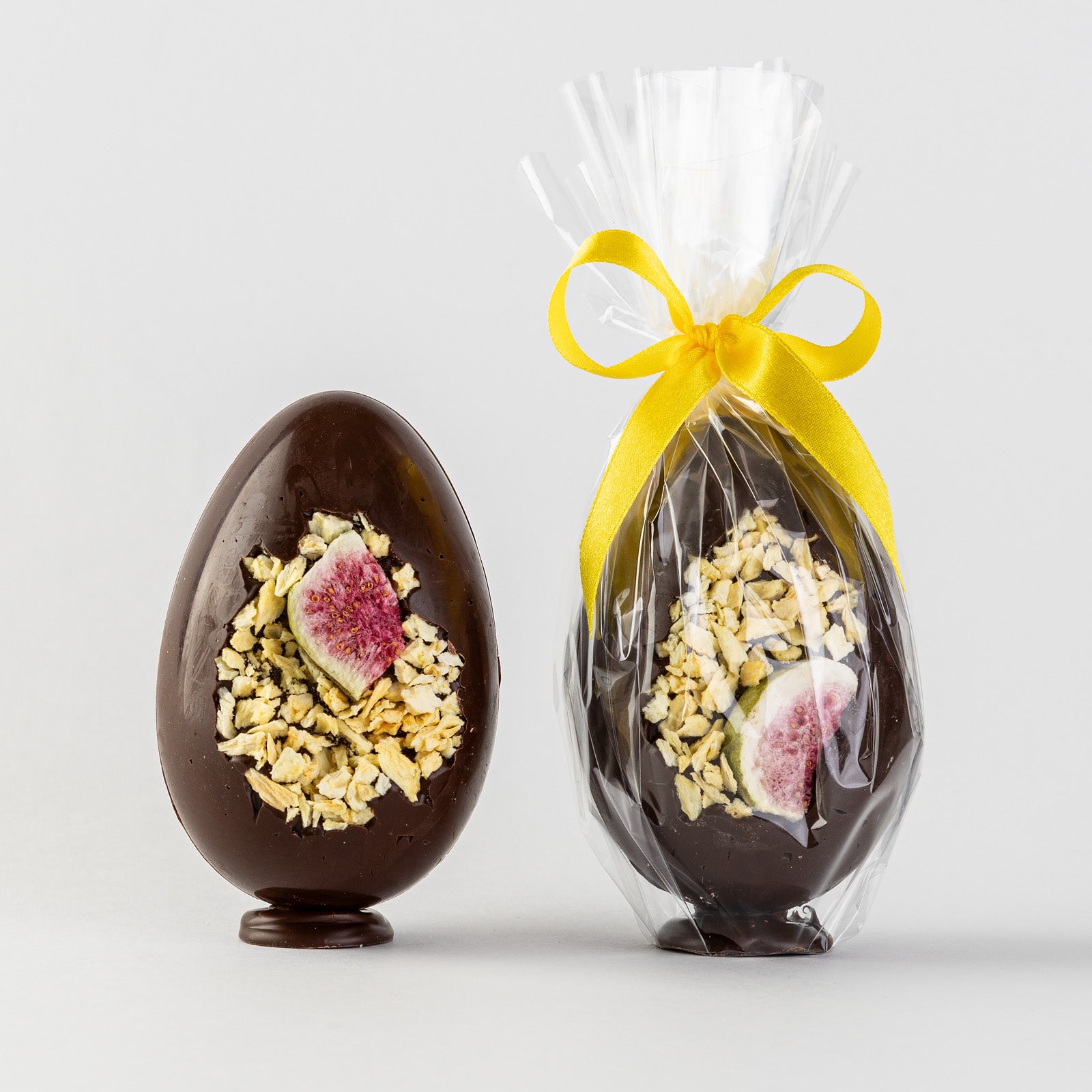 Large chocolate egg - dark chocolate with freeze dried berries and nuts