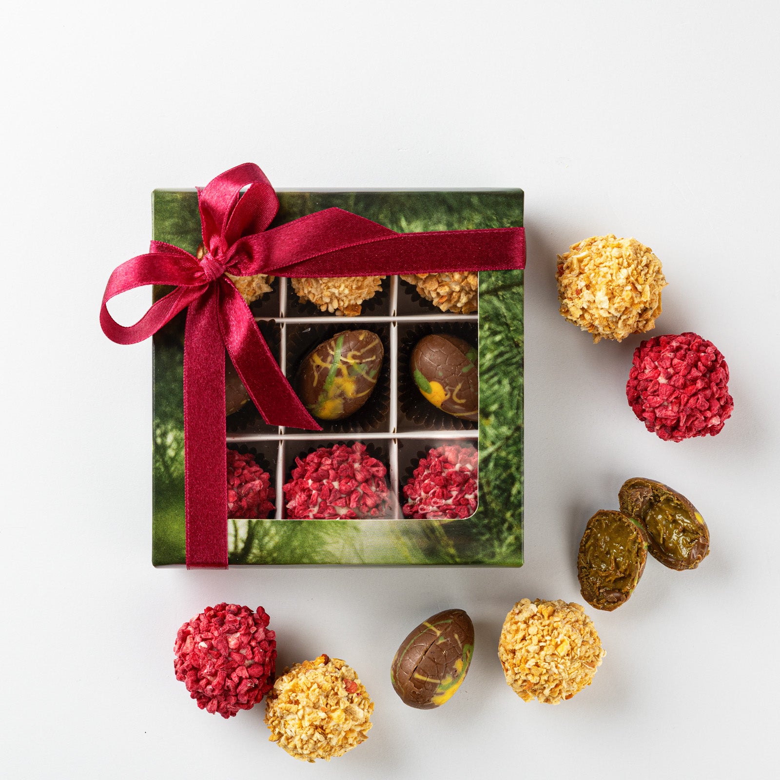 Easter dubai chocolate eggs and apricot and mascarpone truffle selection