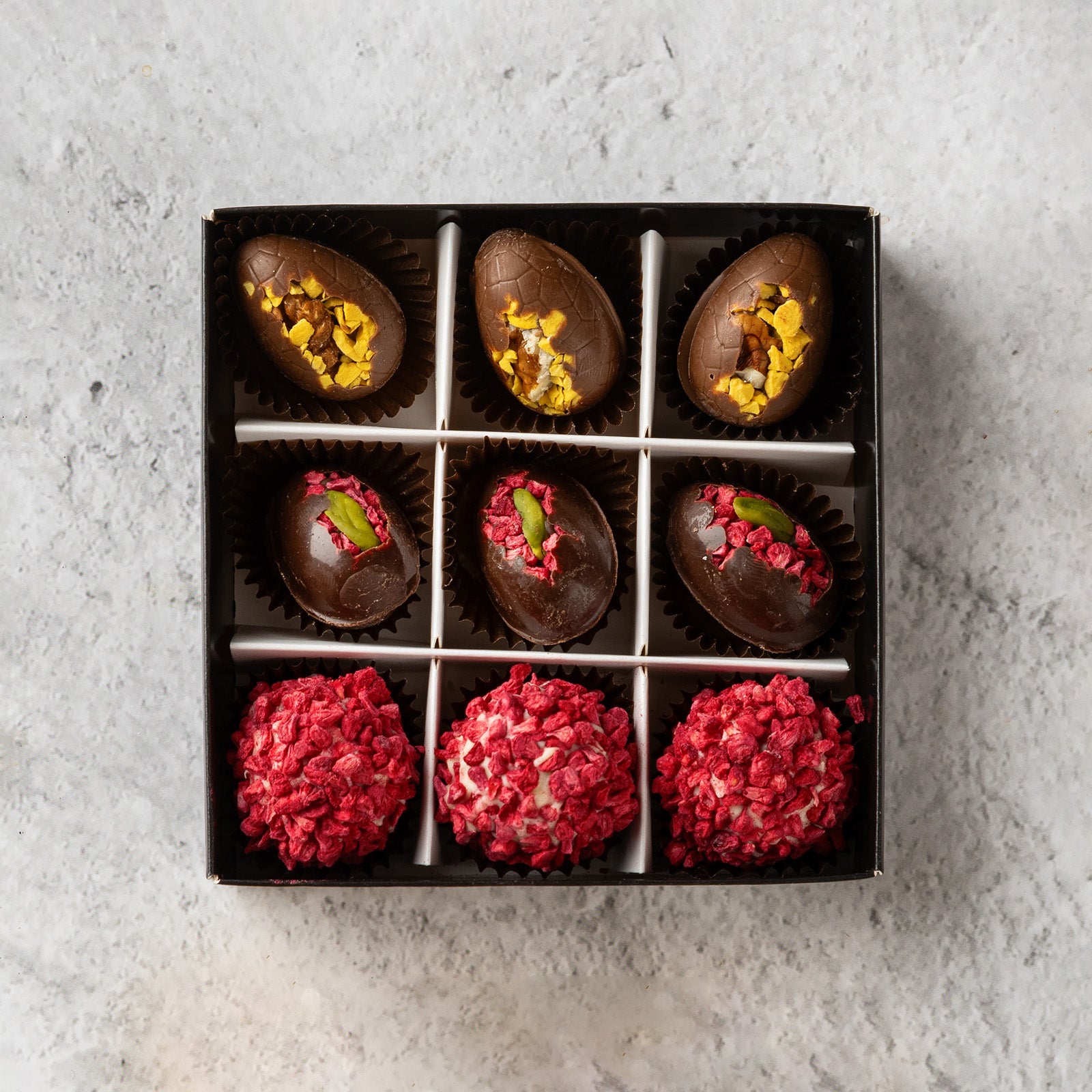 Easter chocolate eggs and truffle collection