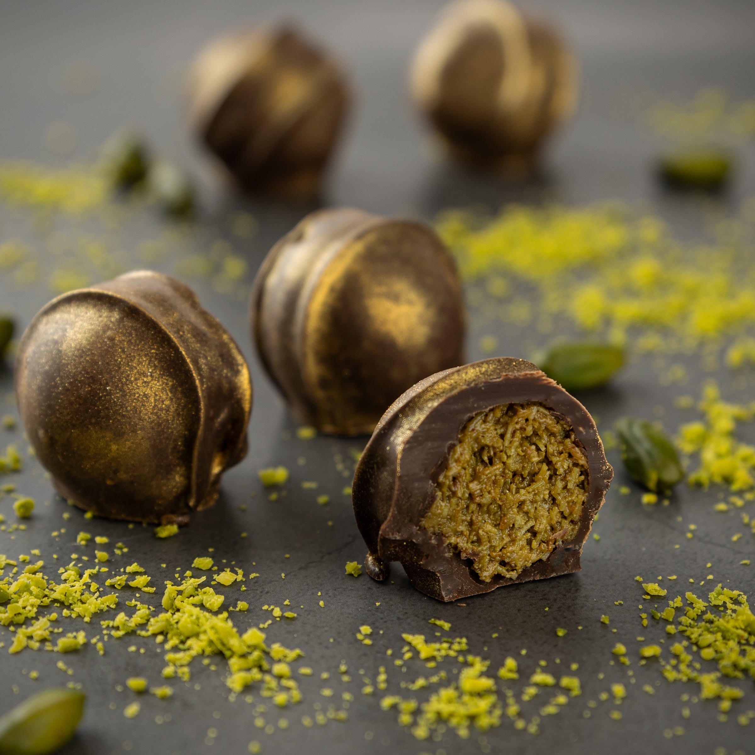 DARK CHOCOLATE DUBAI TRUFFLE with gold